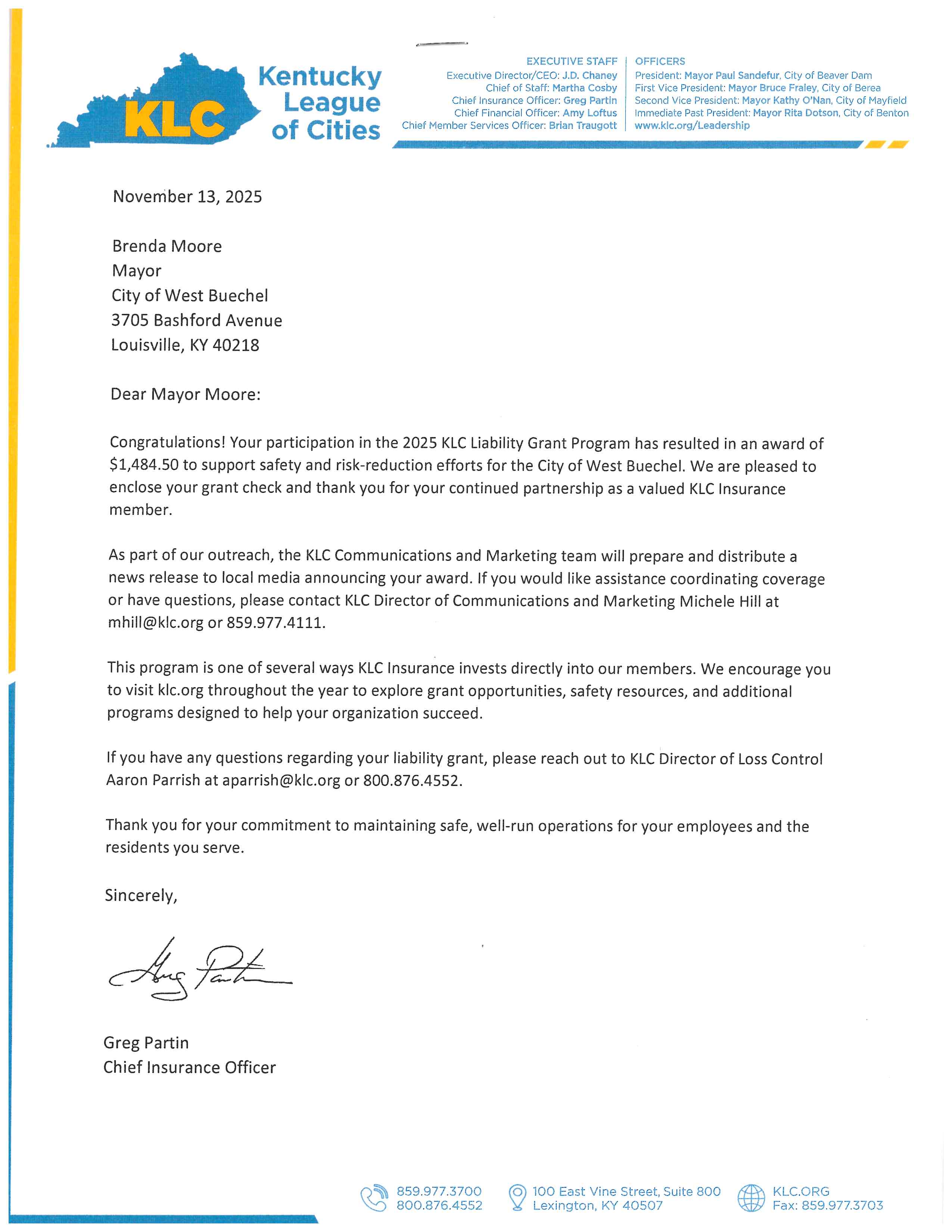 KLC Liability Grant Program Award.jpg